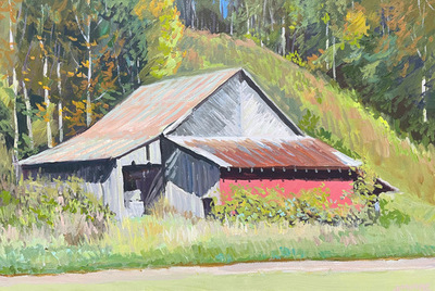 Steve Moore - Mountain Barn - Acrylic on Canvas - 24 x 36