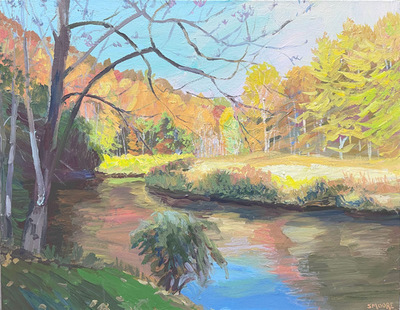 Steve Moore - New River Fall Reflections - Acrylic on Canvas - 24 x 30