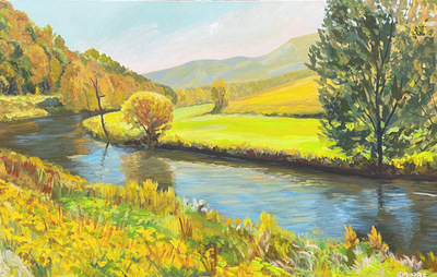 Steve Moore - New River From West Deep Ford Road - Acrylic on Canvas - 30 x 48