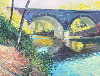 Steve Moore - Linville River Bridge - Acrylic on Canvas - 36 x 48