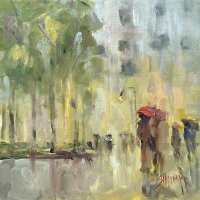 Gina Strumpf - Rain in the City - Oil on Canvas - 12x12