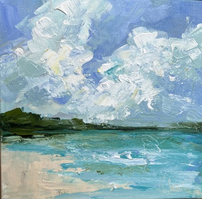 Karen Scott - Aqua Afternoon - Acrylic on Canvas - 12x12