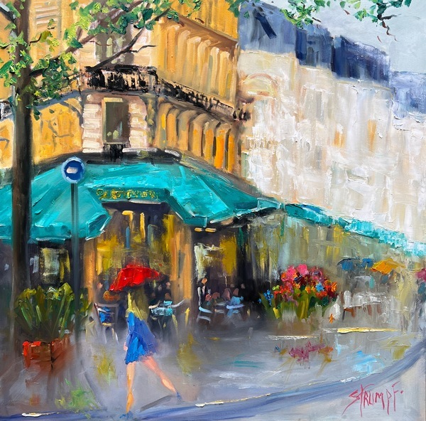 Gina Strumpf - Paris Morning Rain - Oil on Canvas - 36x36