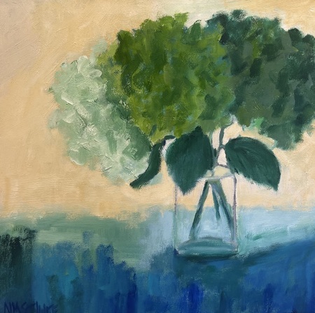 Nancy McClure - Three Hydrangeas II - Oil on Canvas - 20x20