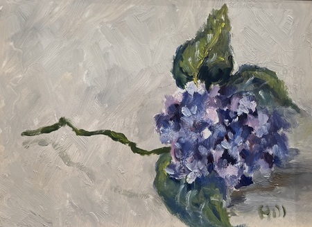Margaret Hill - Purple Hydrangea - Oil on Board - 8x10