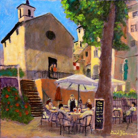 David Zimmerman - My Favorite Café - Oil on Canvas - 12 x 12