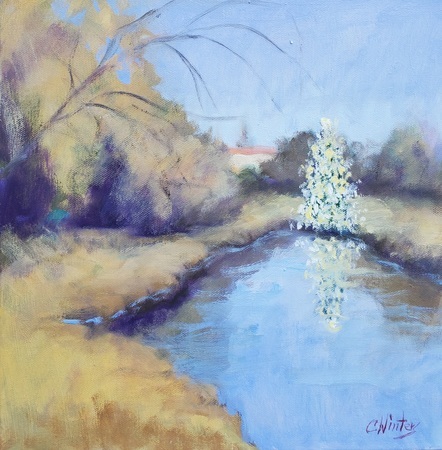 Connie Winters - Christmas Reflections - Oil on Canvas - 12x12