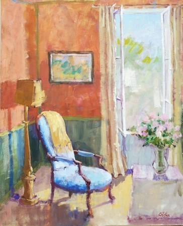 Connie Winters - Blue Chair by the Window - Oil on Canvas - 40x30