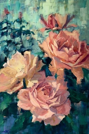 Susan Hecht - Rose Garden - Oil on Canvas - 30x20