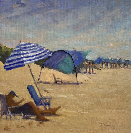 Suzanne Morris - Beach Umbrellas - Oil on Canvas - 12x12