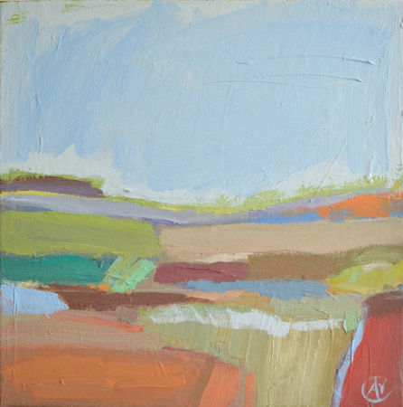 Anna Vaughn Kincheloe - Grass is Greener - Oil on Canvas - 12x12