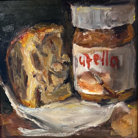 Luke Marion - Nutella  Snack - Oil on Canvas - 5 3/4 x 7 1/4