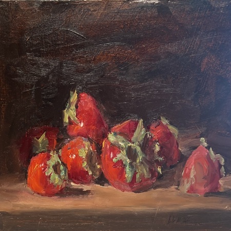 Luke Marion - Strawberries - Oil on Board - 6 x 7